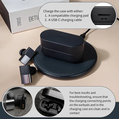 Vista 8 de Status Between 3ANC Onyx - Auriculares inalámbricos True con cancelación activa de ruido, color negro, iPhone y Android ANC, auriculares