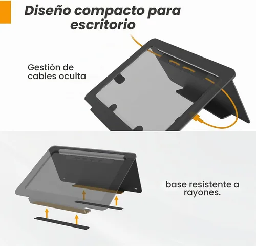 Vista 7 de Soporte de escritorio para tableta, todo de metal ergonómico 30 con bloqueo de cable de seguridad para oficina, mostrador de puntos de venta