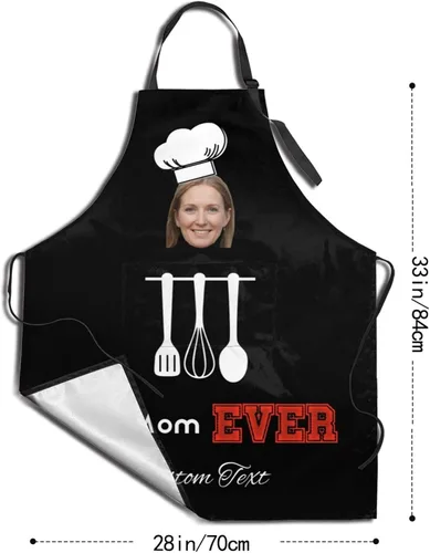 Vista 4 de Delantal personalizado para hombres y mujeres, delantal ajustable unisex con bolsillos, delantales personalizados para cocinero y chef
