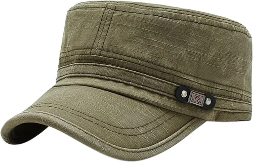 Vista 11 de Gorra militar unisex, estilo cadete, ajustable, de algodón lavado, con parte superior plana, gorra de béisbol