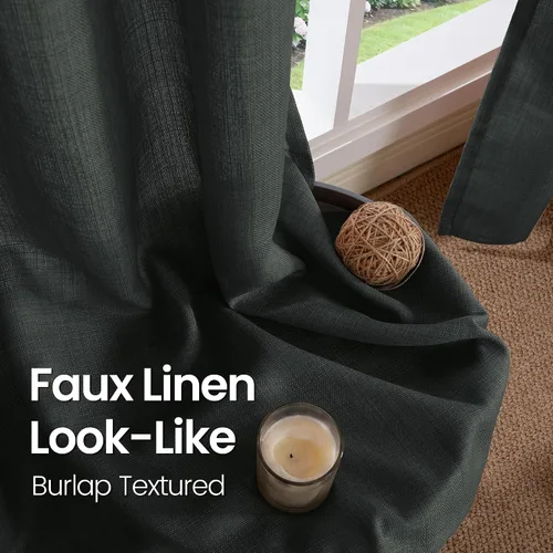 Vista 13 de BGment Cortinas de Lino Beige de 63 Pulgadas de Largo 2 Paneles - Tratamientos para Ventanas con Textura de Arpillera Filtrantes de Luz Cortinas B