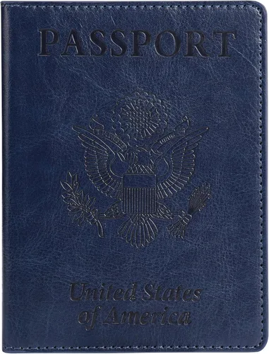 Vista 14 de TIGARI Portapasaporte para Viaje Mujeres Hombres, Funda de Pasaporte de Cuero PU, Estuche Protector Impermeable, Organizador de Documentos A-Negro