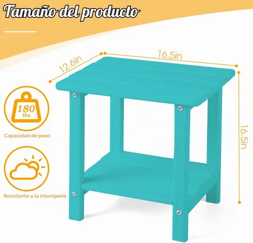 Vista 3 de Apolimi Mesa auxiliar de patio Adirondack, mesa auxiliar de patio resistente a la intemperie de 2 niveles, mesa auxiliar sólida de 16.5" para patio