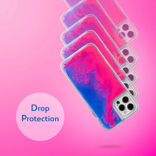 Vista 4 de SteepLab Flowing Neon Sand - Funda líquida para iPhone 12 Pro Max (2020, 6.7 pulgadas), protección de cuerpo completo con bisel elevado