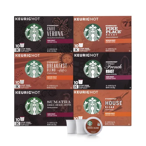 Vista 2 de Starbucks Cápsulas de café K-Cup Black Coffee - Paquete variado para cafeteras Keurig, 6 cajas (60 cápsulas en total) y cápsulas de café K-Cup