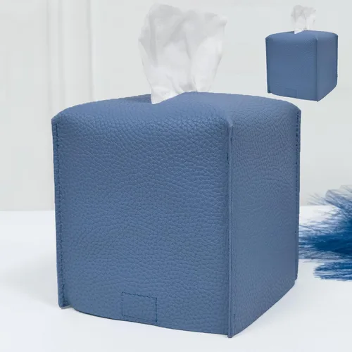 Vista 33 de HOMOTEK Paquete de 2 fundas para caja de pañuelos, soporte cuadrado de piel sintética, organizador de papel decorativo para baño, mesitas de noche