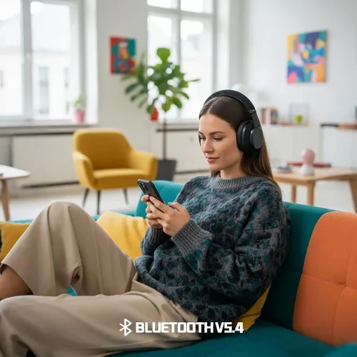 Vista 3 de Auriculares Bluetooth sobre la oreja, auriculares con cancelación de ruido, inalámbricos Bluetooth con micrófono, auriculares sobre la oreja