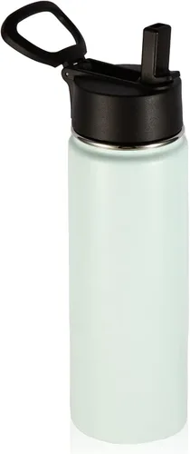 Vista 13 de Volhoply Botellas de agua aisladas de 22 onzas con tapa con popote, botella deportiva de acero inoxidable con asa, vasos de agua de viaje de metal