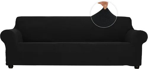 Vista 17 de Funda elástica suave para sofá de 3 cojines, protector de muebles, transpirable, lavable, tela jacquard, cuadros pequeños con parte inferior Beige