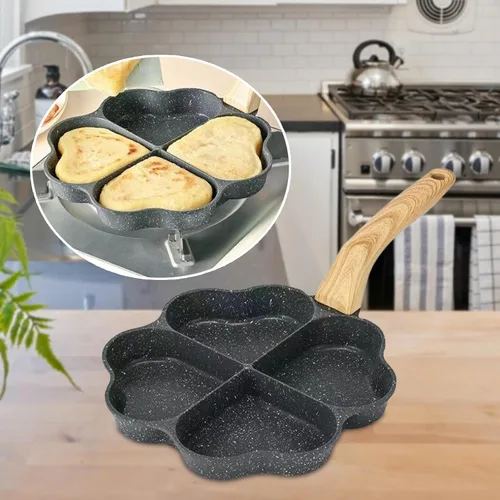 Vista 5 de KLKCMS Sartén frita para huevos, mini cacerola para panqueques, utensilios de cocina, parrilla dividida, sartén resistente al calor, sartén