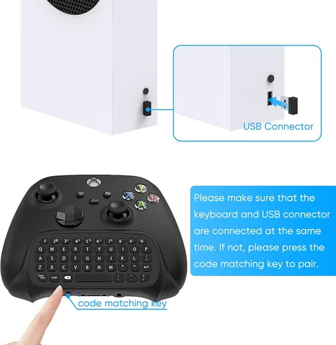 Vista 6 de Teclado de control para Xbox Series XSeries SOneSController MENEEA Mini Game Chatpad Teclado con audioconector de auriculares de 0138in y accesorios
