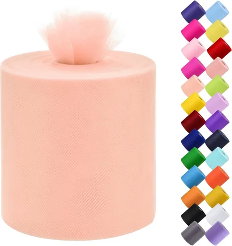 Vista 9 de Rollo de tela de tul, 6 pulgadas por 200 yardas (600 pies), carrete de tela de organza de tul para bricolaje, falda tutú, decoración de baby shower