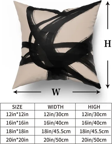 Vista 6 de Juego de 2 fundas de almohada de línea de arte abstracto negro y marrón de 16 x 16 pulgadas, juego de 2 fundas de almohada decorativas con estampado