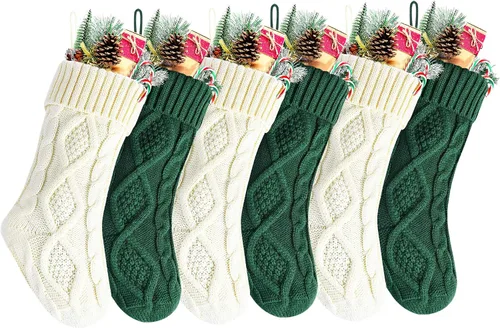 Vista 11 de paquete de 6 calcetines navideños de punto color vino, 18 pulgadas, Estilo2