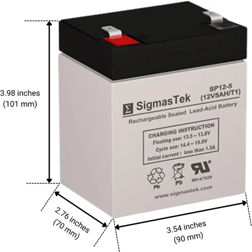 Vista 2 de SigmasTek Leoch Battery DJW12-4.5 - Batería de repuesto - Terminal F1 de 12 voltios 5 AH (2 unidades)