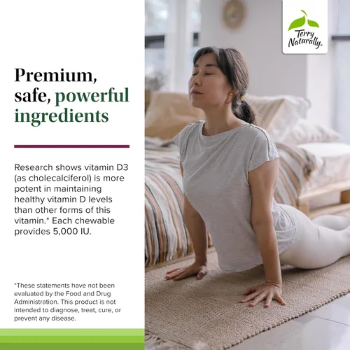 Vista 5 de Terry Naturally Vitamina D3 - Suplemento de apoyo para la salud ósea y la fuerza ósea, apoyo al sistema inmunológico y al cerebro, tabletas