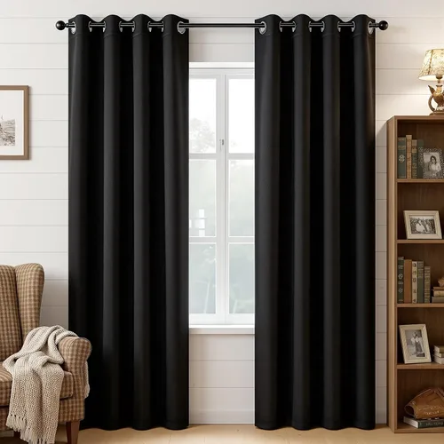 Vista 98 de Joydeco - Juego de 2 paneles de cortinas opacas de 63 pulgadas, 2 cortinas largas con aislamiento térmico burg, cortinas de oscurecimiento