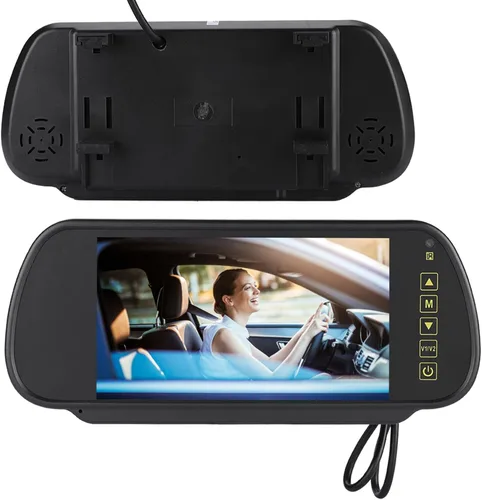Vista 7 de DAN&DRE Espejo retrovisor 7 "LCD cámara de visión trasera negro espejo monitor coche furgoneta camión autobús control remoto AV1 AV2 720P 120 °