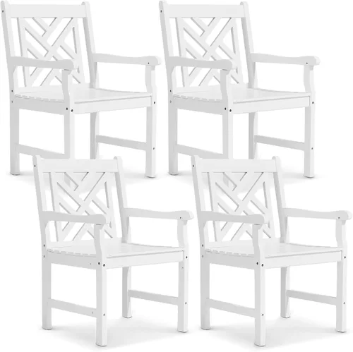 Vista 9 de VINGLI Juego de 2 sillas de comedor al aire libre, sillas de madera resistentes de 330 libras para patio con respaldo cómodo, sillas de comedor
