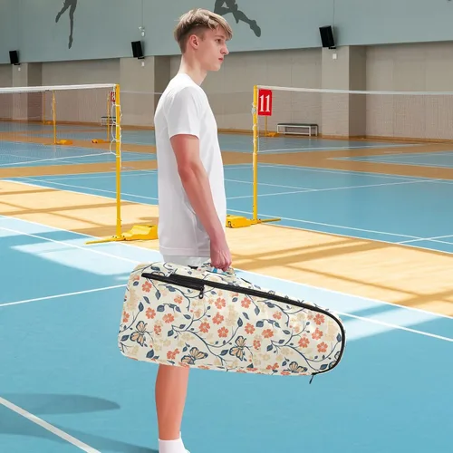 Vista 8 de Tennis Racquet Ball Bag Cute Sturdy Cartoon Butterflies Flower Light Color Tennis Bag Holds 2 Rackets for Women Men raquetas de tenis