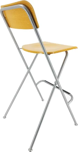 Vista 5 de FixtureDisplays® Silla alta plegable Taburete de bar Silla plegable de metal de madera Dos paquetes 11036-NF