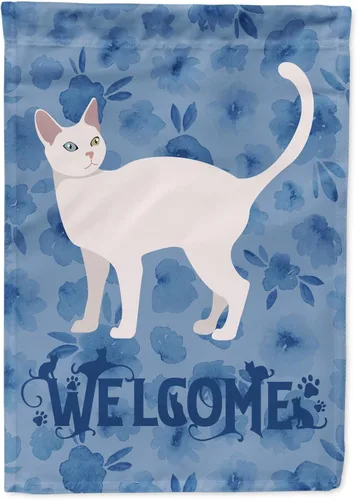 Vista 332 de Caroline's Treasures CK4813CHF - Bandera de bienvenida con gato abisinio azul, manga grande, para porche, para colgar en la pared, poliéster