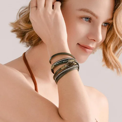 Vista 116 de FANCY SHINY - Pulsera de cuero estilo bohemio, pulsera de cuentas de cristal con cierre magnético, regalos de joyería para mujer