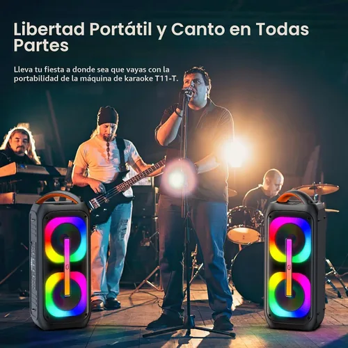 Vista 6 de JYX Altavoz Bluetooth con 2 subwoofers duales de 60 W de 6.5 pulgadas, sistema PA con 2 micrófonos inalámbricos, sonido estéreo TWS, graves