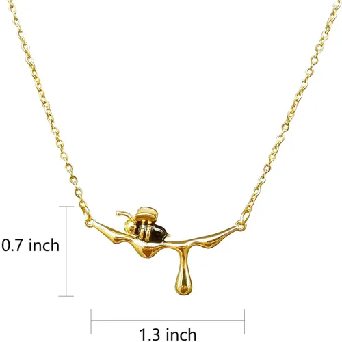 Vista 7 de Collar de abejorro con dije de abejorro, collares con colgante de miel goteante para mujer, joyería simple para uso diario, collares para mejores