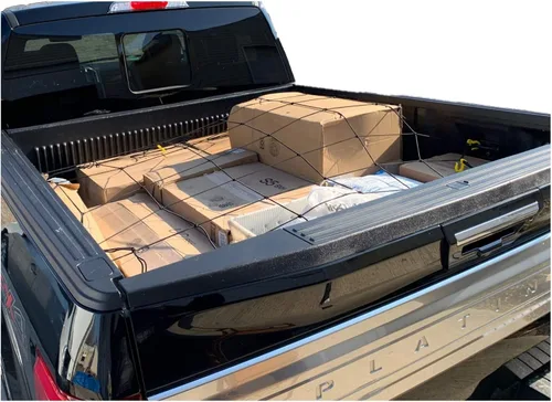 Vista 2 de Ganchos de amarre para cama de carga de red de maletero para camioneta, tamaño compacto, 60 x 78 pulgadas