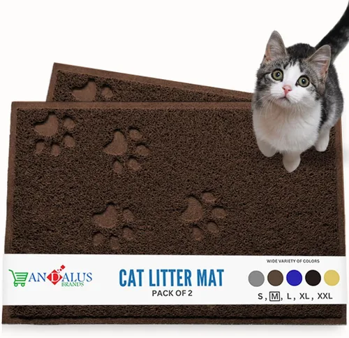 Vista 38 de Andalus Tapete Pequeño para Arena de Gatos, Paquete de 2 - Impermeable, Antideslizante y Fácil de Limpiar, Tapete para Caja de Arena de Gatos
