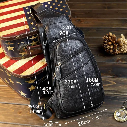 Vista 5 de KPYWZER Vintage Leather Sling Bag Backpack for Men Crossbody Shoulder Chest Day Pack Backpacks