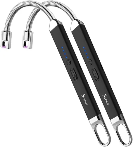 Vista 9 de SUPRUS Encendedor USB recargable de arco eléctrico con interruptor de seguridad, cuello flexible de 360°, parrilla sin llama, encendedores largos