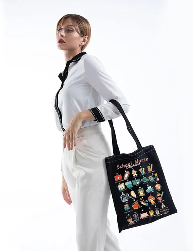 Vista 4 de MNIGIU Bolsa de mano para enfermera escolar, regalo de agradecimiento para enfermeras, escuela, enfermera, graduación, escuela, enfermera, alfabeto