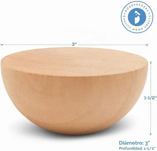 Vista 2 de Bolas de madera divididas de 3 pulgadas, paquete de 3 medias bolas de madera para manualidades y coronas de bricolaje, de Woodpeckers