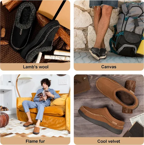 Vista 7 de Zigzagger - Pantuflas tipo mocasín para hombre, para interiores y exteriores, pantuflas cálidas, cómodas, mullidas y anchas