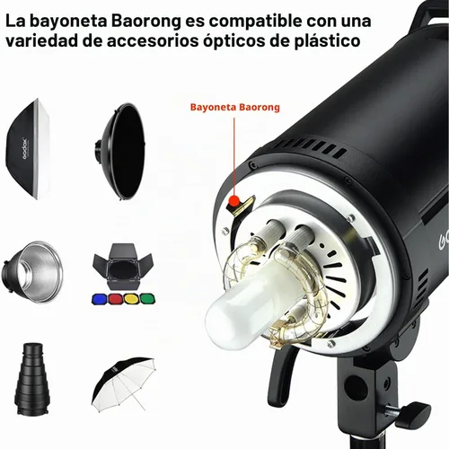 Vista 2 de Godox Kit de 3 luces estroboscópicas Speedlite DP600III Speedlite Studio Strobe Monolight, 1800 Ws Bowens Mount Iluminación de fotografía con caja