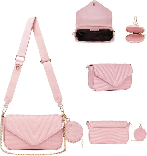 Vista 2 de Bolsos cruzados acolchados pequeños para mujer, elegantes bolsos de diseñador y bolsos con monedero, incluyendo bolsa de 2 tamaños, S