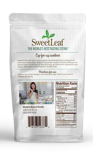 Vista 2 de SweetLeaf Better Than Sugar Stevia - Edulcorante en polvo - Mezcla para glasear, edulcorante de stevia, edulcorante cero calorías, sin azúcar, sin