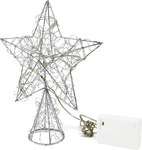 Vista 21 de CVHOMEDECO. Estrella Negra para la Copa del Árbol con Luces LED Blanco Cálido y Temporizador para Adornos de Remate de Árbol de Navidad y Decoración
