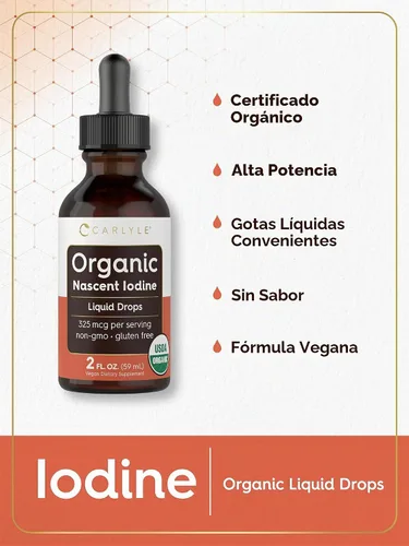 Vista 3 de Carlyle - Gotas líquidas orgánicas de yodo nasal, 2 onzas líquidas, suplemento vegano, sin OMG, sin gluten