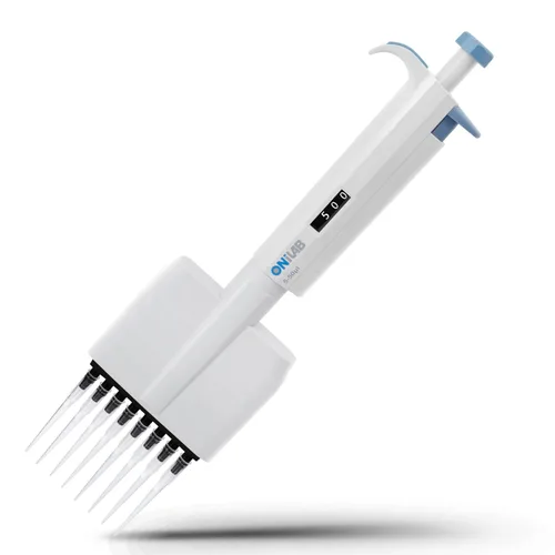 Vista 10 de ONiLAB Micropipeta de laboratorio, pipetas multicanal de 8 canales de volumen ajustable, 0.5-10μl