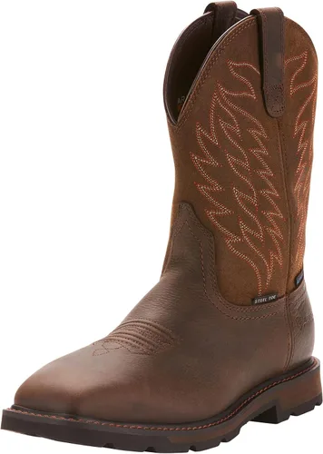 Vista 7 de ARIAT Botas de trabajo para hombre Groundbreaker con punta cuadrada ancha e impermeable con punta de acero