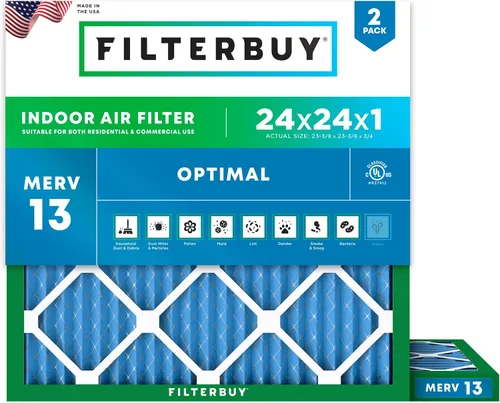 Vista 50 de Filterbuy Filtro de aire MERV 13 de 8 x 14 x 1 pulgadas, protección óptima contra el humo y la alergia (paquete de 2), filtros electrostáticos