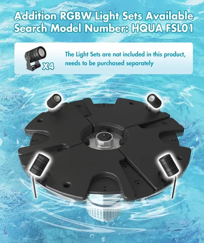 Vista 6 de HQUA-FS01 110V, 1/2HP, OD(φ) 32" Fuente Flotante de Estanque Grande con Bomba de Fuente de 13000 GPH, Cable de Alimentación de 100', Dos Patrones