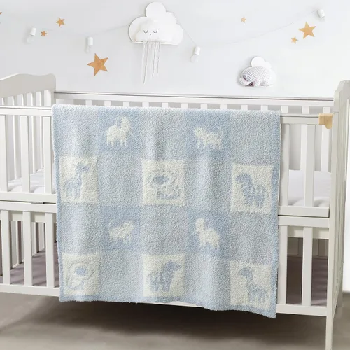 Vista 2 de CREVENT Manta de bebé de 75x100cm de punto suave y cálida de 30"x40" para niñas y niños, esenciales para recién nacidos, regalo para baby shower