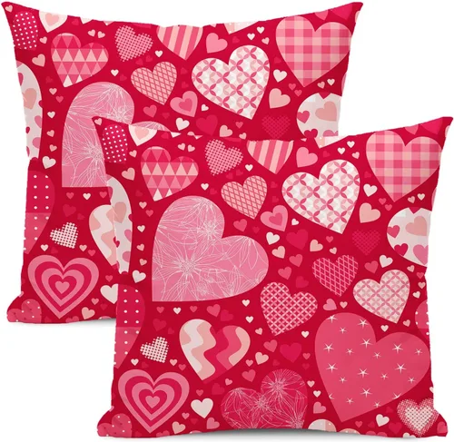 Vista 8 de Fundas de almohada para el Día de San Valentín de 16x16 pulgadas, juego de 2, rosas, corazones de amor, fundas para almohadas de San Valentín