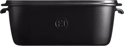 Vista 3 de Emile Henry, Caja de almacenamiento de queso negro/bandeja para servir, 12 x 8 x 4.4 pulgadas