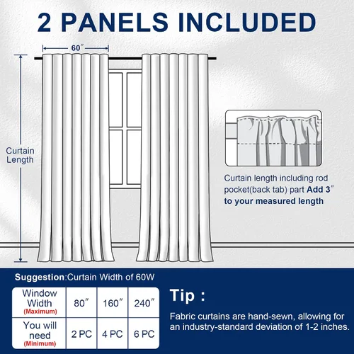Vista 7 de [Usado] Hiasan Cortinas Opacas Beige de 84 Pulgadas de Largo, Cortinas Opacas con Cancelación de Ruido para Sala de Estar, Dormitorio, Bolsillo