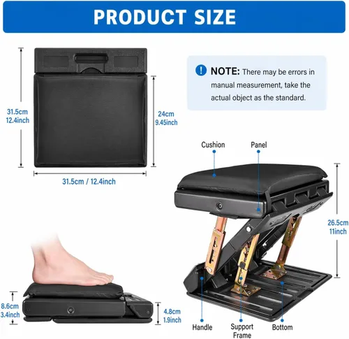 Vista 3 de Reposapiés para debajo del escritorio en el trabajo con 4 niveles de altura ajustable, reposapiés plegable ergonómico para oficina